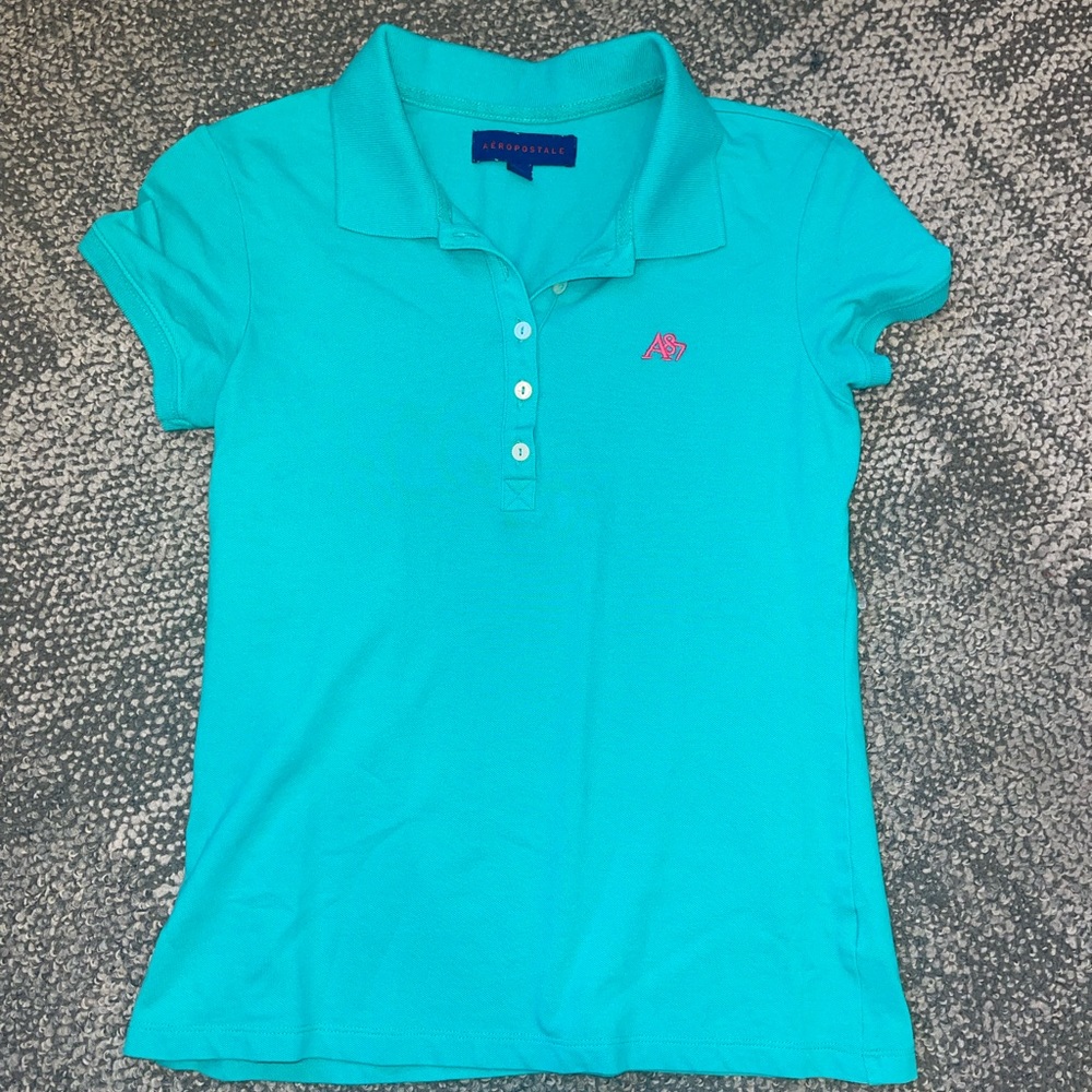 Blue greenish polo shirt from Aeropostale, size M